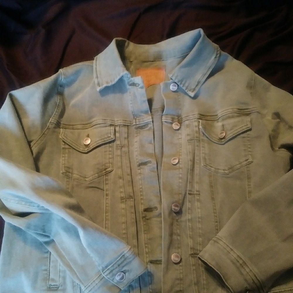 Reduced!! Olive colored jean jacket xl